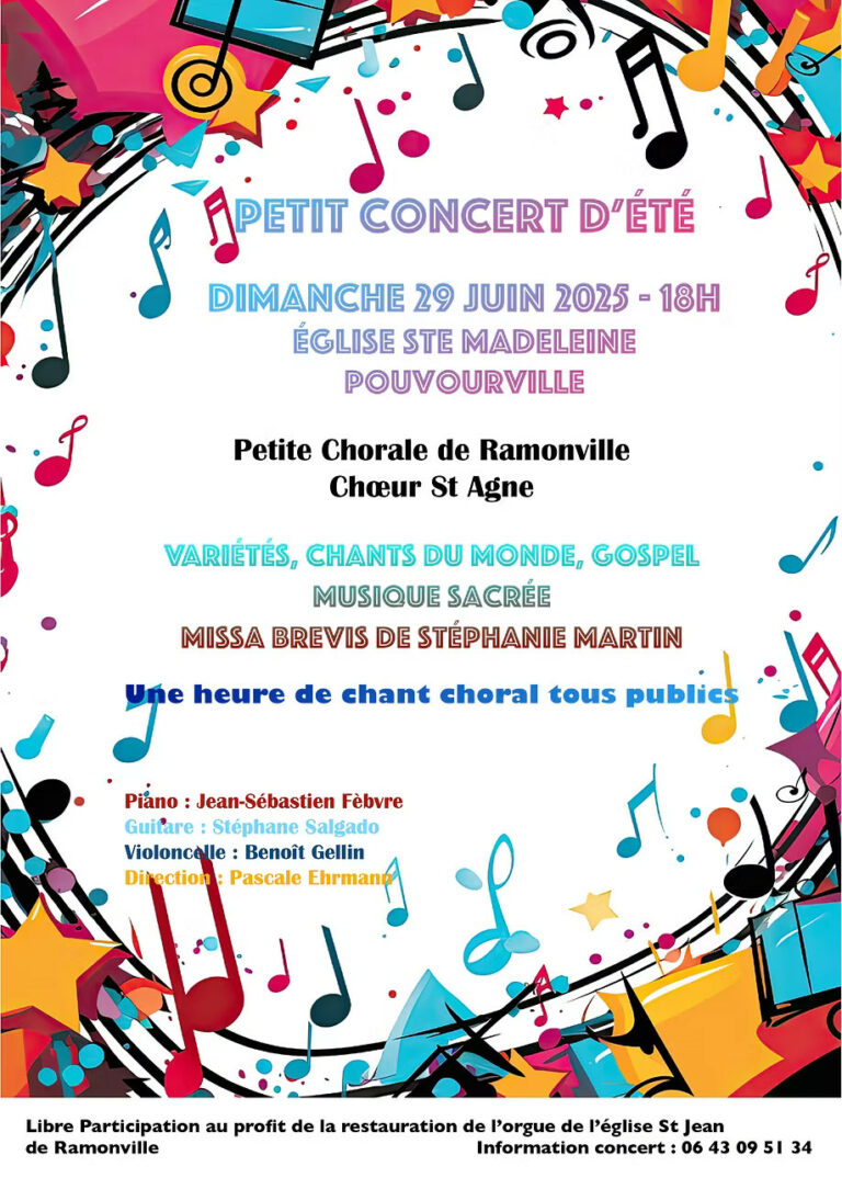 Petit concert d’été à l’église de Pouvourville le 29 juin à 18h